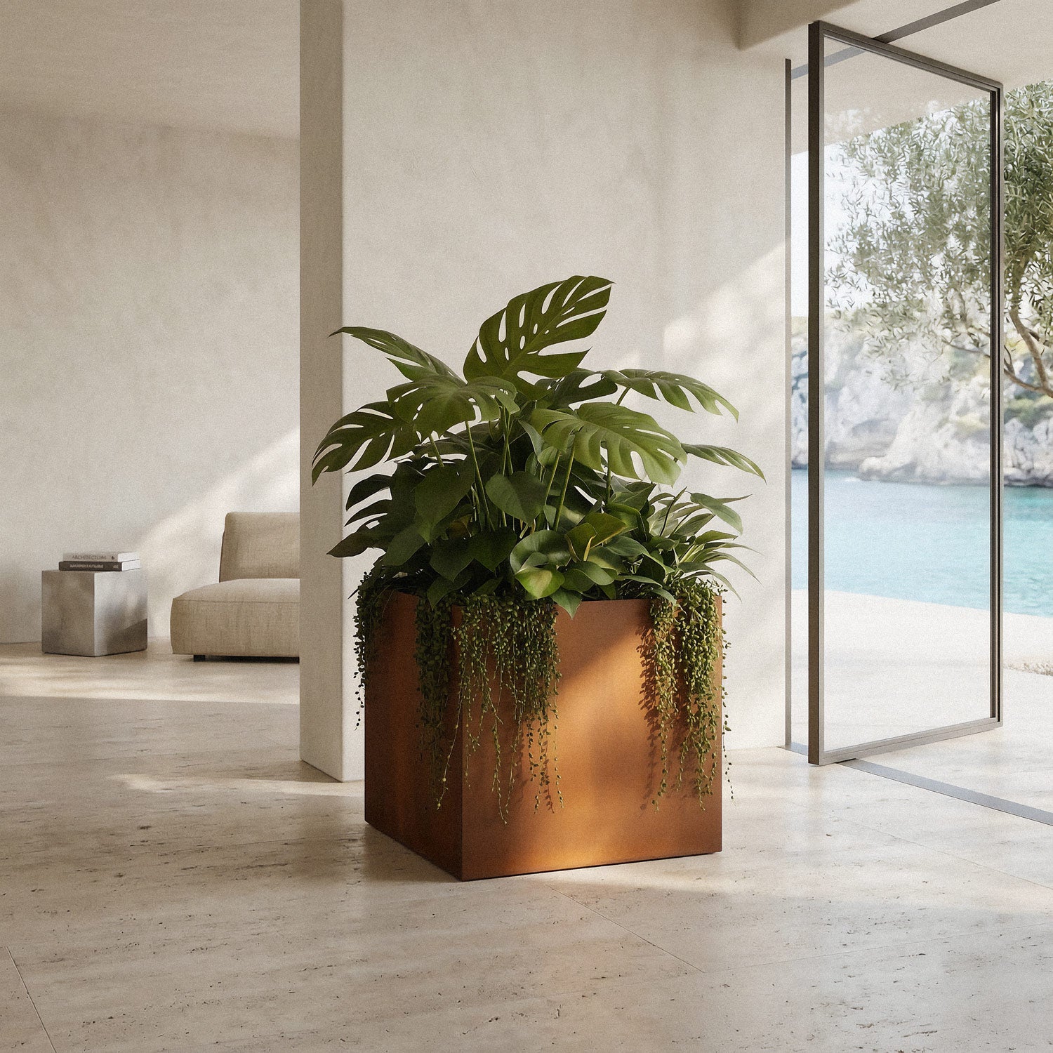 Axia Square Corten Planter (31.5 x 31.5 x 23.5" H)