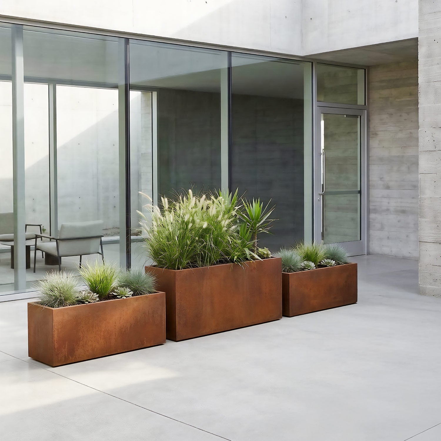 Axia Rectangular Corten Planter (23.5 x 12 x 17.5" H)