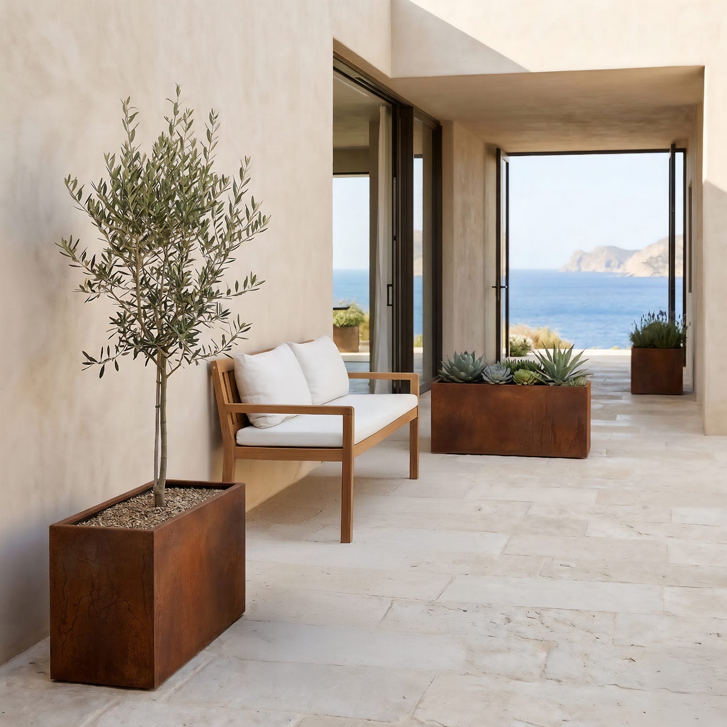 Axia Rectangular Corten Planter (23.5 x 12 x 17.5" H)