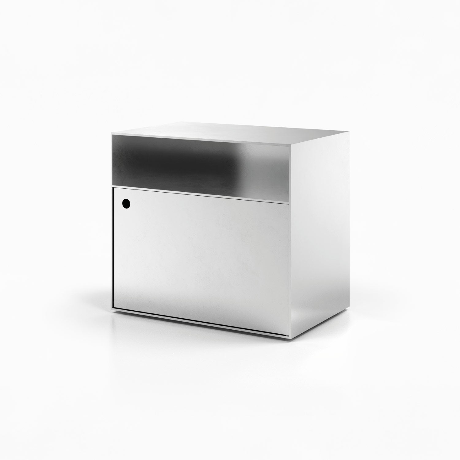 Axia Nightstand – Two Section Cabinet with Door and Open Storage