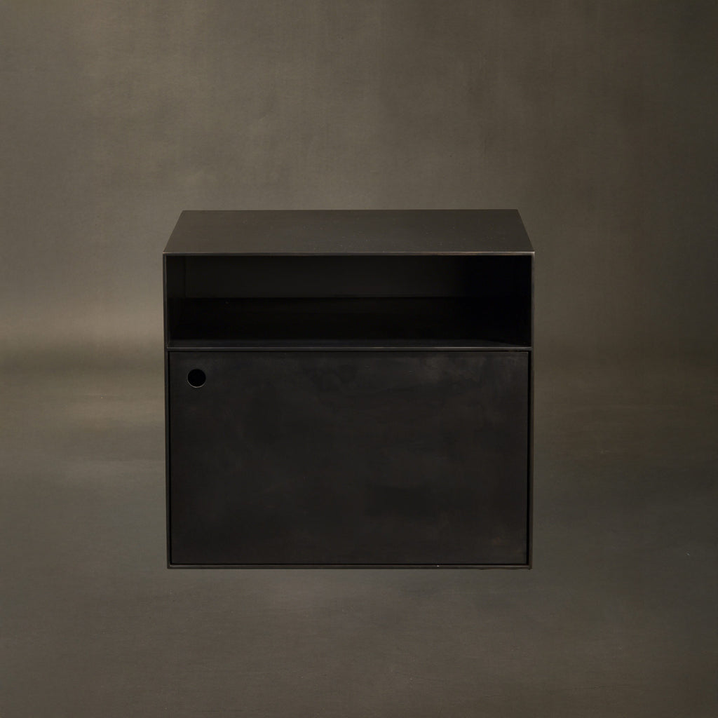Axia Nightstand – Two Section Cabinet with Door and Open Storage