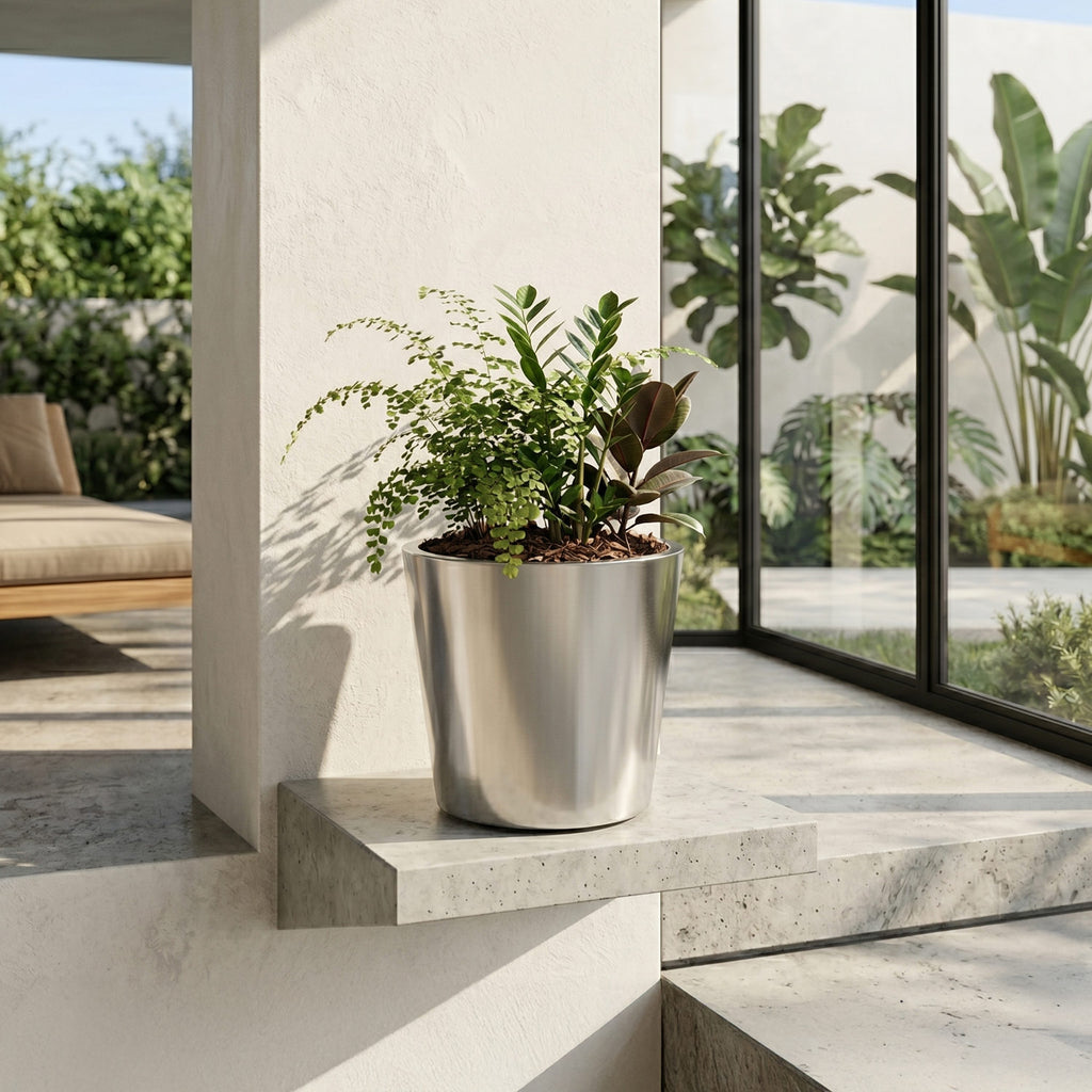 Conic Stainless Steel Planter (H 13" x Ø 15")
