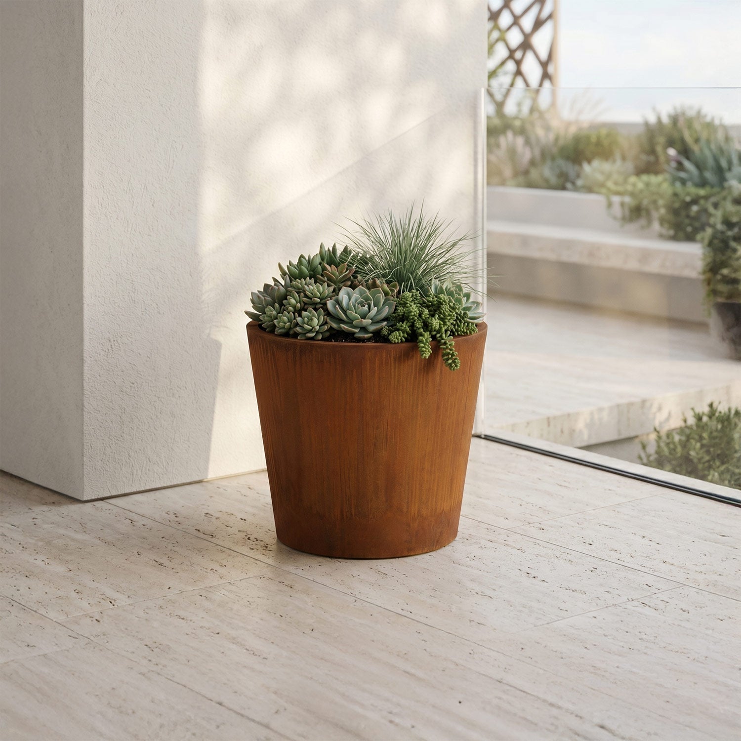 Conic Corten Steel Planter (H 18" x Ø 20")