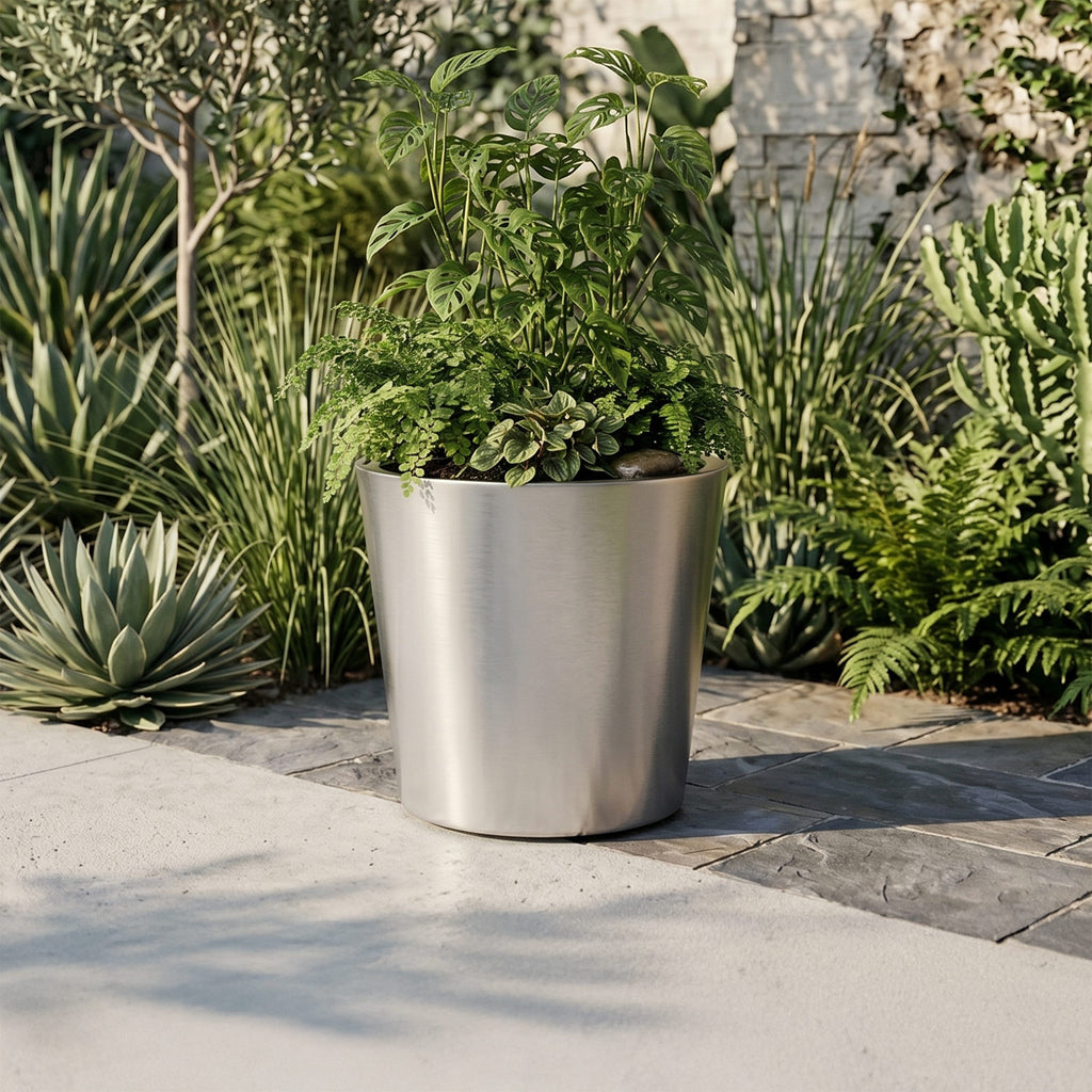 Conic Stainless Steel Planter (H 18" x ⌀ 20")