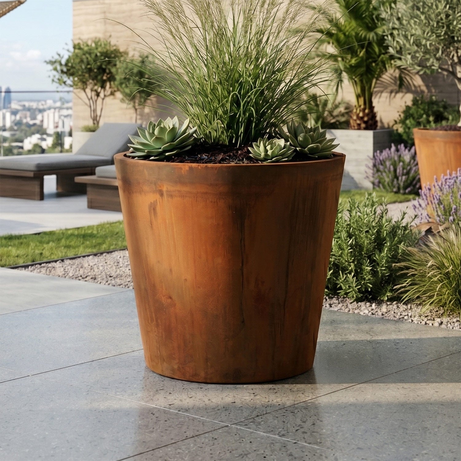 Conic Corten Steel Planter (H 24" x Ø 25")