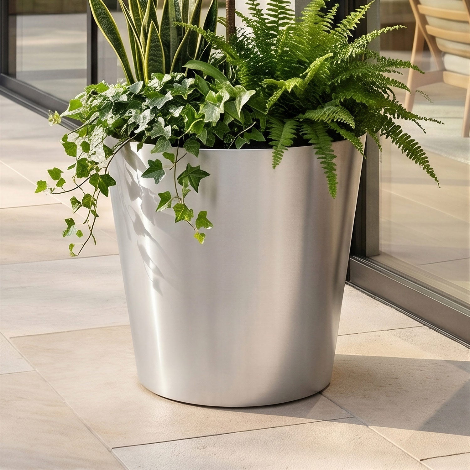 Conic Stainless Steel Planter (H 30” × ⌀ 29”)