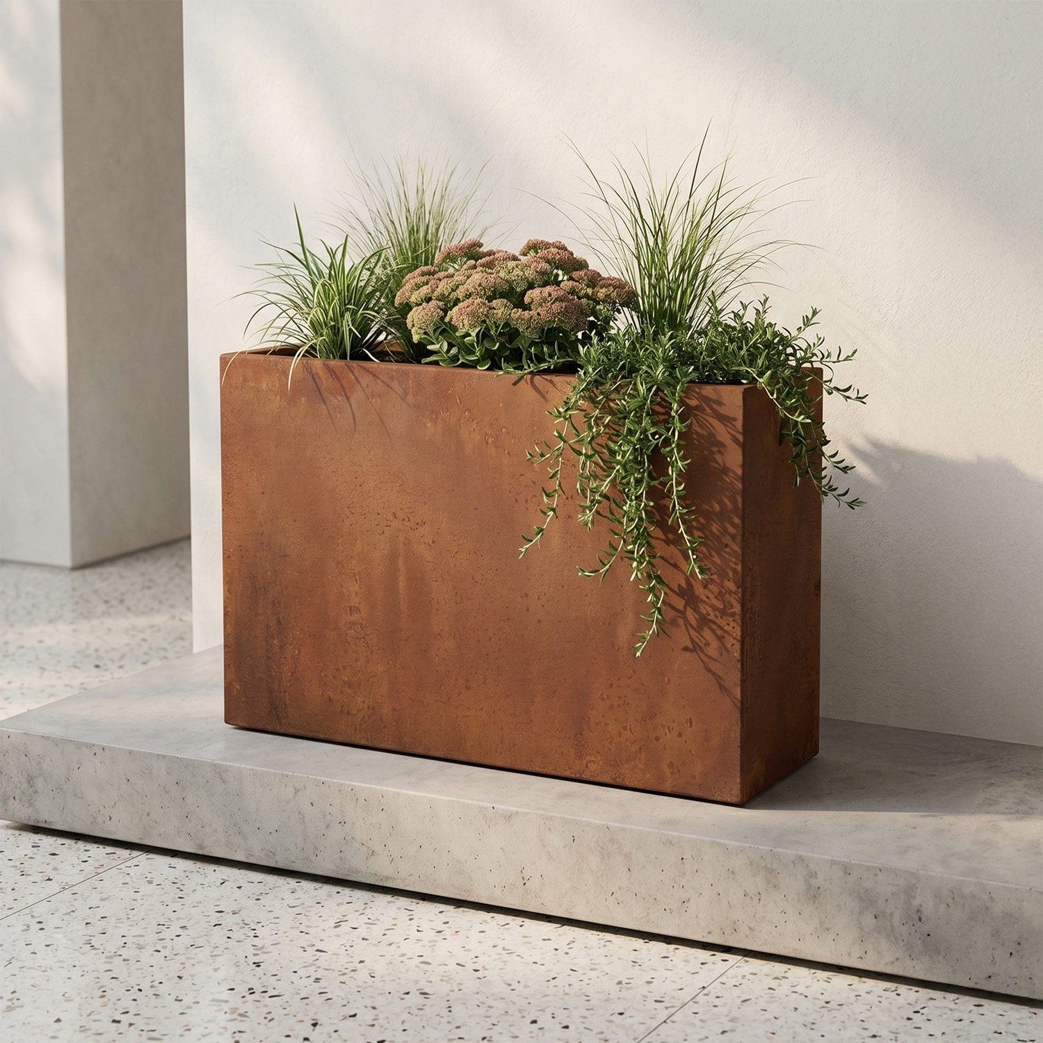 Axia Rectangular Corten Planter (35.5 x 12 x 23.5" H)