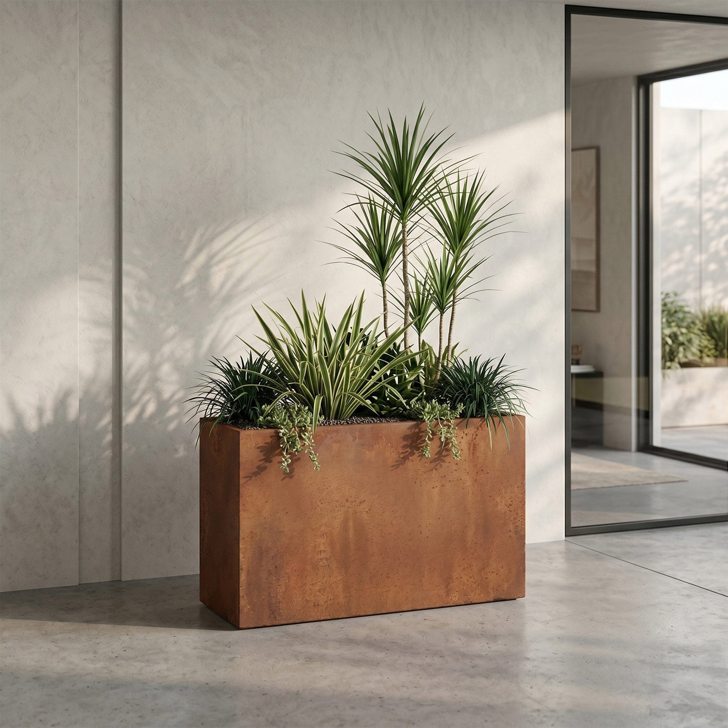 Axia Rectangular Corten Planter (35.5 x 12 x 23.5" H)