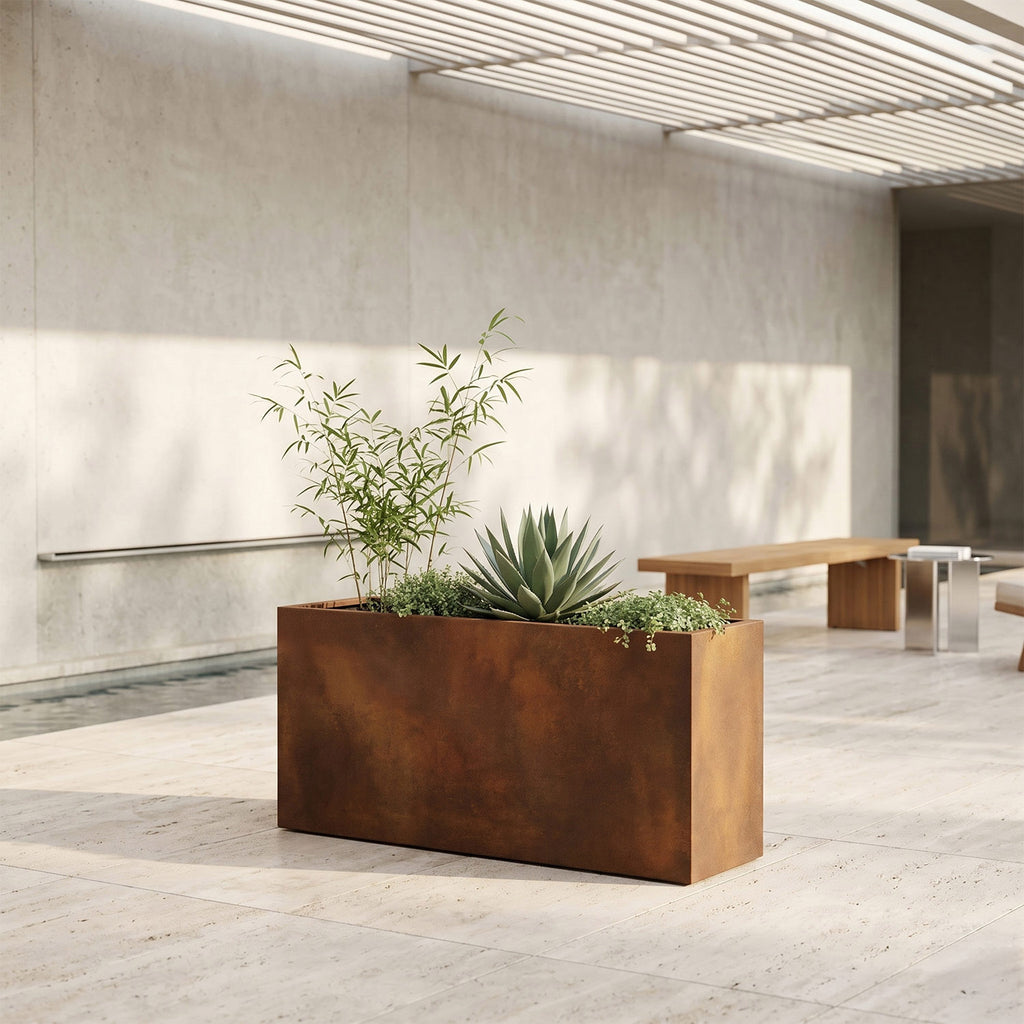 Axia Rectangular Corten Planter (35.5 x 12 x 17.5" H)