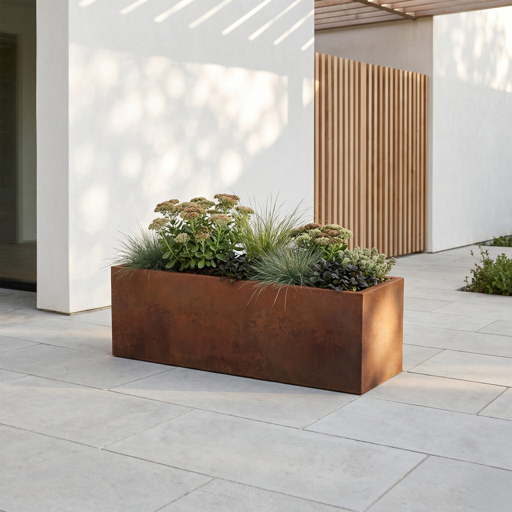 Axia Rectangular Corten Planter (35.5 x 12 x 12" H)