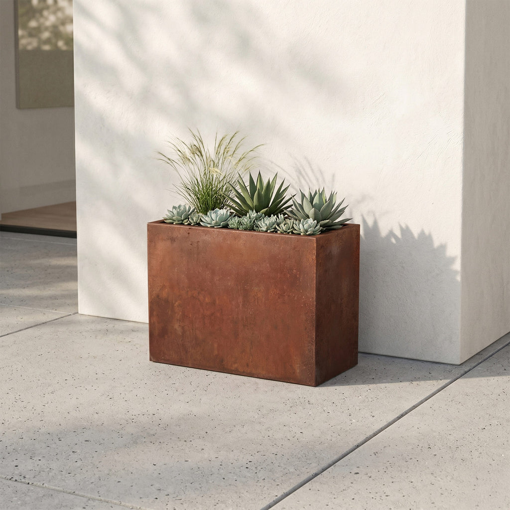 Axia Rectangular Corten Planter (23.5 x 12 x 17.5" H)