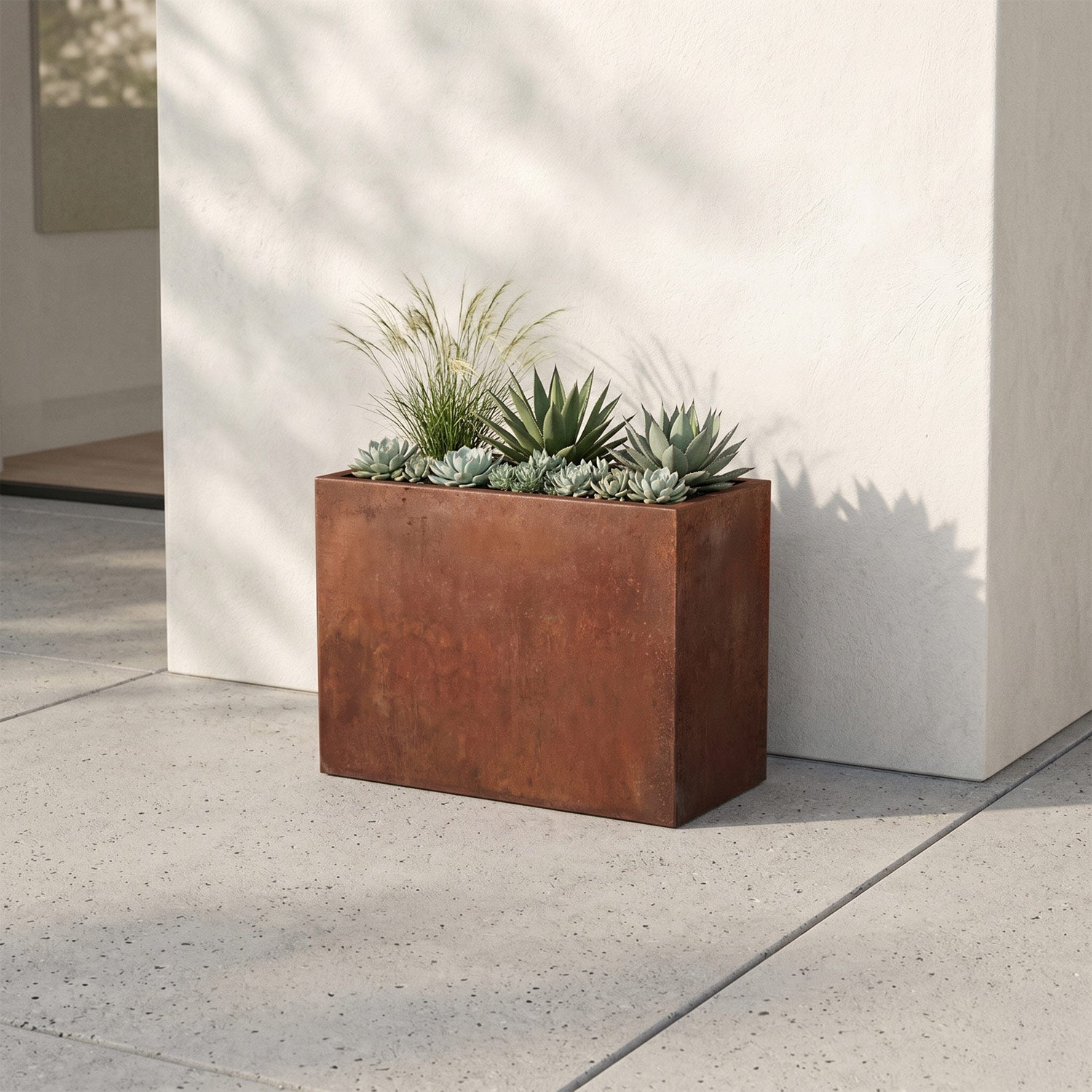 Axia Rectangular Corten Planter (23.5 x 12 x 17.5" H)