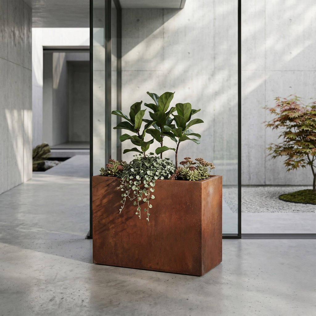 Axia Rectangular Corten Planter (23.5 x 12 x 17.5" H)