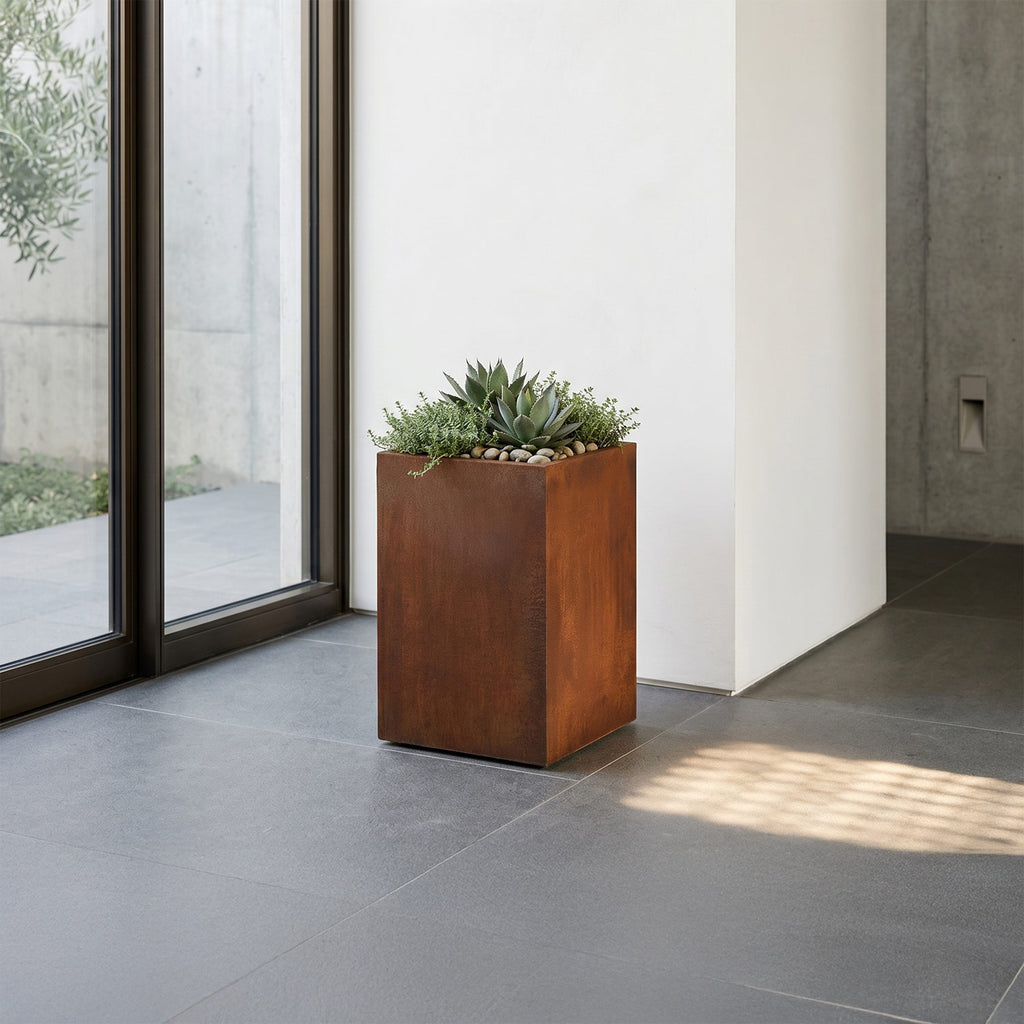 Axia Square Corten Planter (12 x 12 x 17.5" H)
