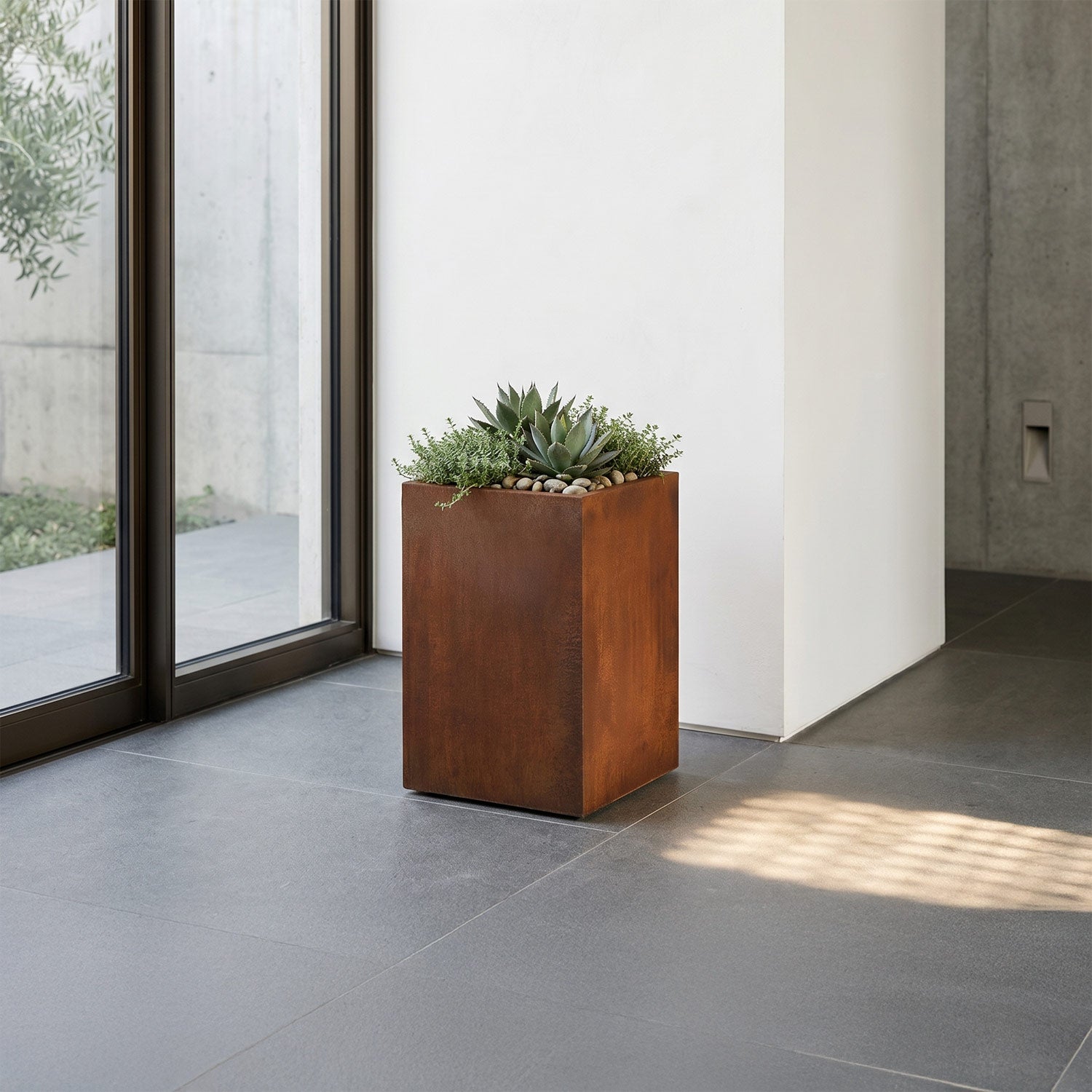 Axia Square Corten Planter (12 x 12 x 17.5" H)