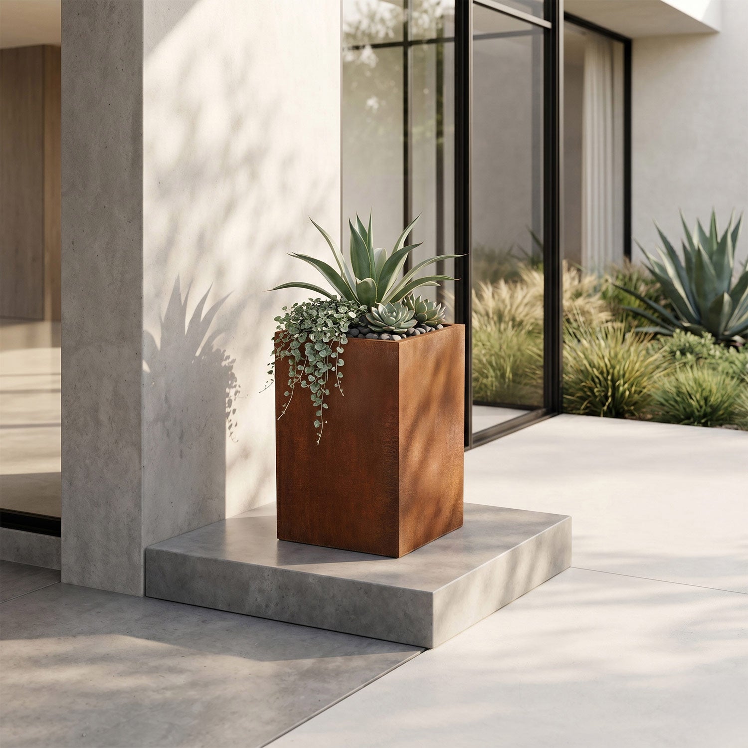 Axia Square Corten Planter (12 x 12 x 17.5" H)