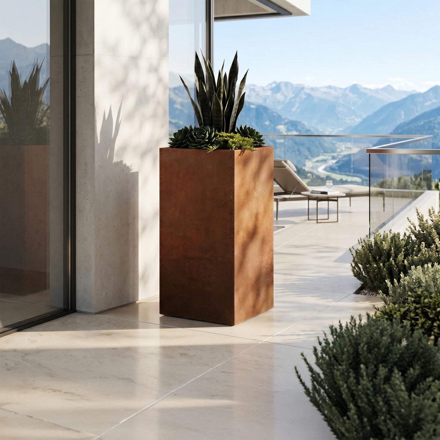 Axia Square Corten Planter (15.5 x 15.5 x 31.5" H)