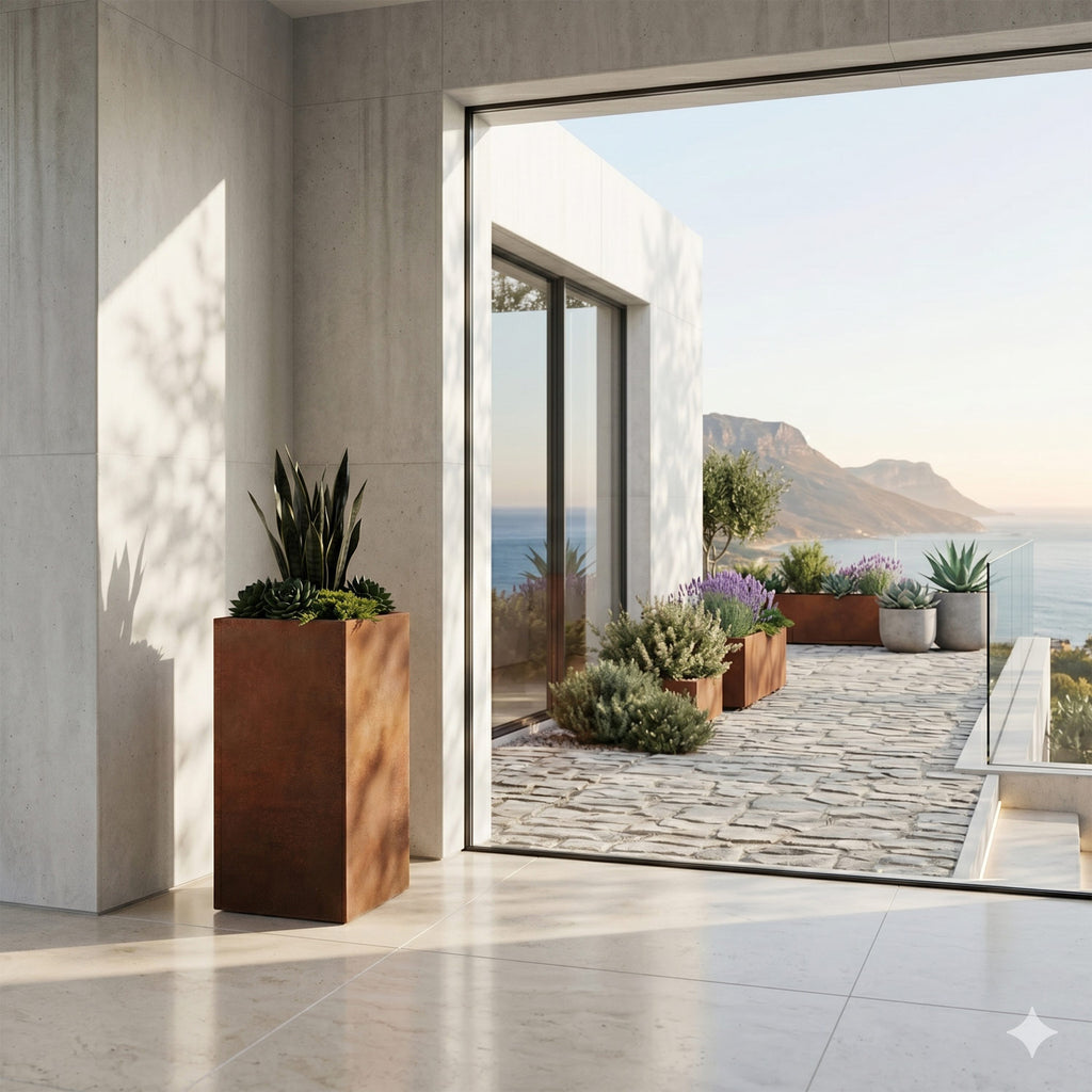 Axia Square Corten Planter (15.5 x 15.5 x 31.5" H)