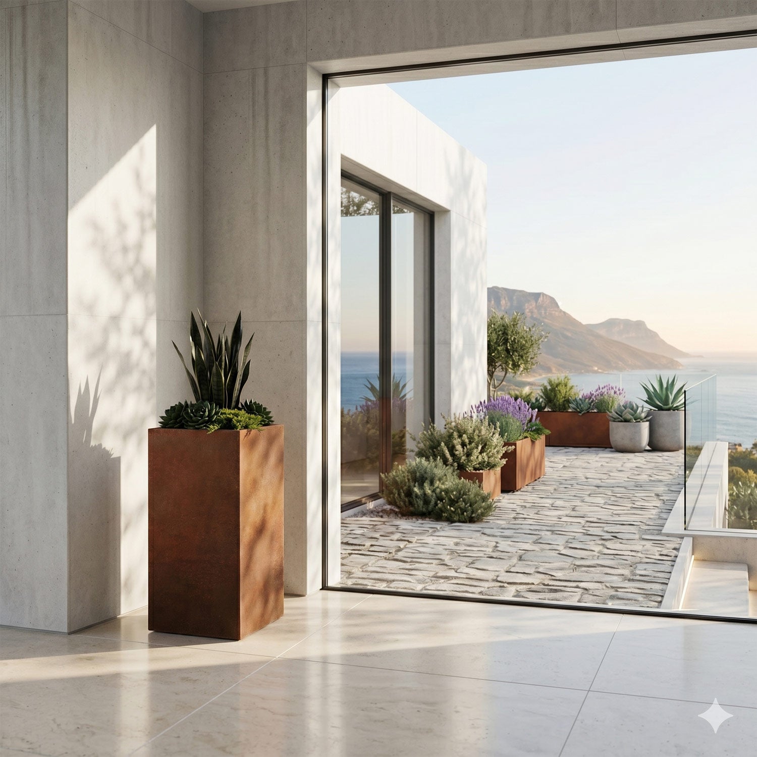 Axia Square Corten Planter (15.5 x 15.5 x 31.5" H)