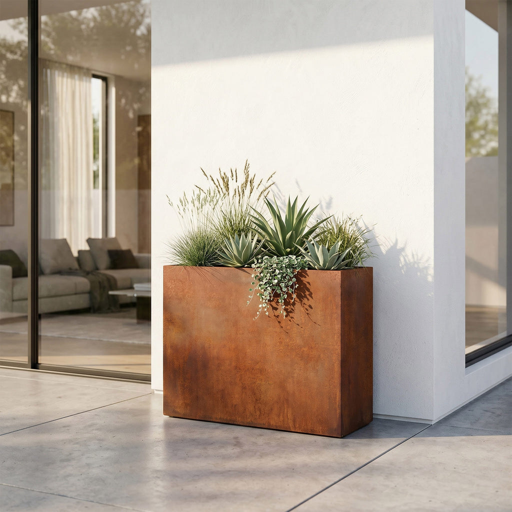 Axia Rectangular Corten Planter (39.5 x 15.5 x 31.5" H)