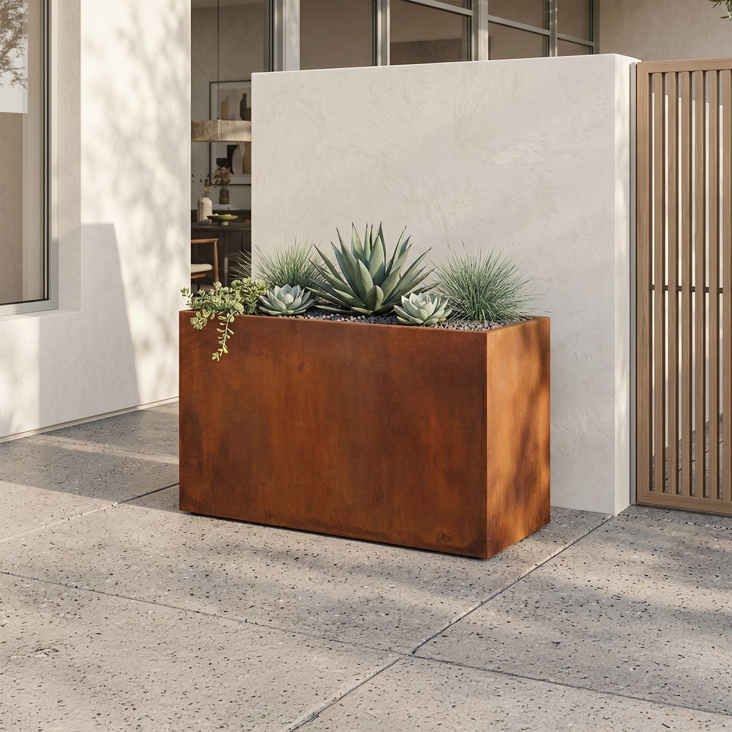 Axia Rectangular Corten Planter (39.5 x 15.5 x 23.5" H)