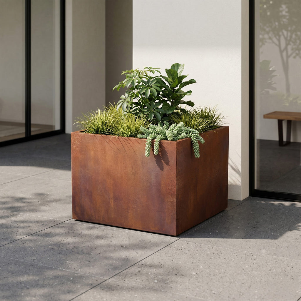 Axia Square Corten Planter (31.5 x 31.5 x 23.5" H)