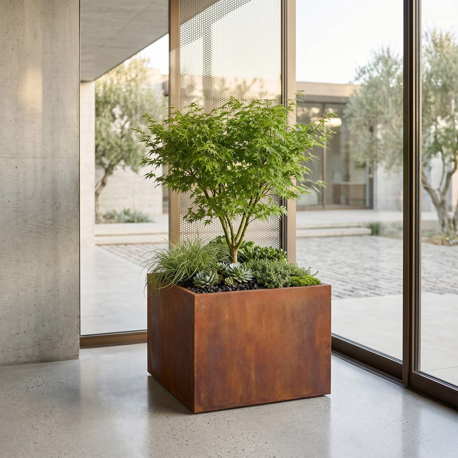 Axia Square Corten Planter (31.5 x 31.5 x 23.5" H)