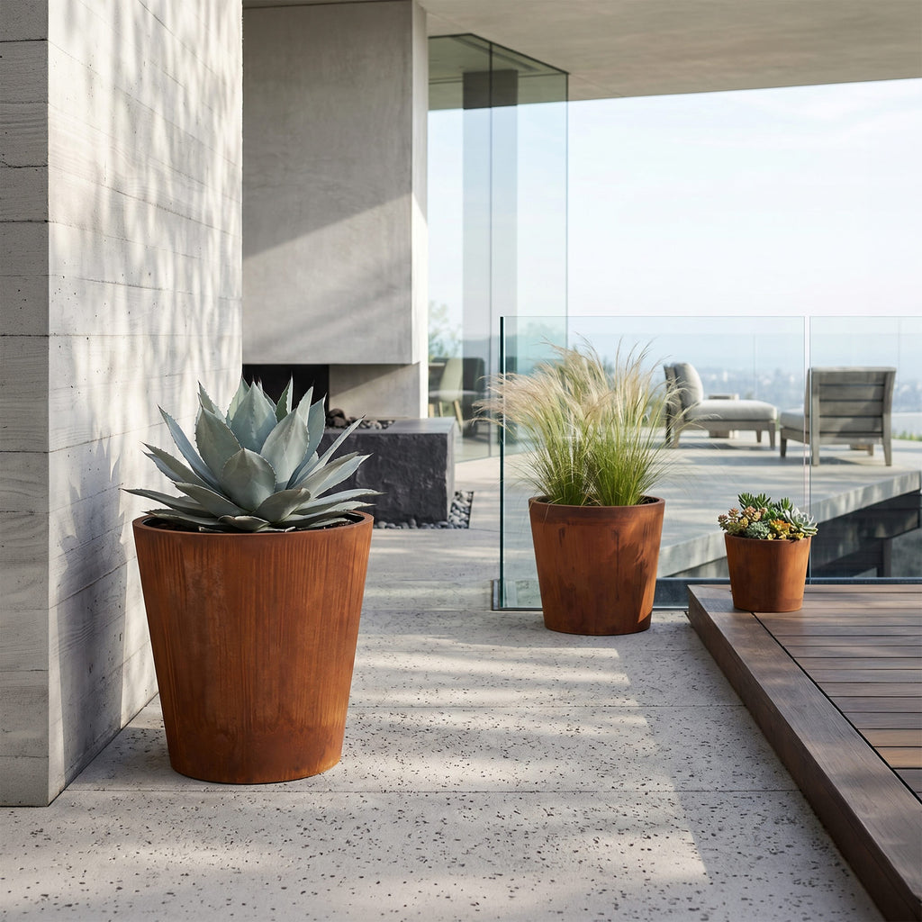 The Corten Gradient · 3 Piece Corten Steel Planter Set