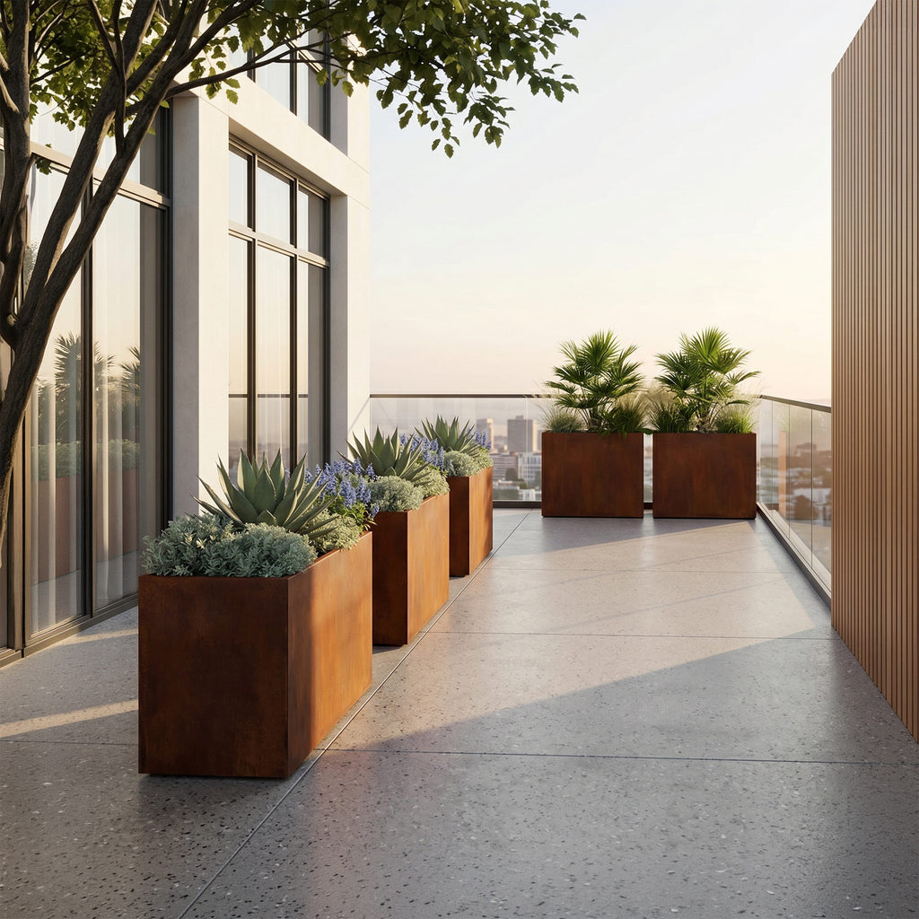 The Garden Collection · 5 Piece Corten Steel Planter Set